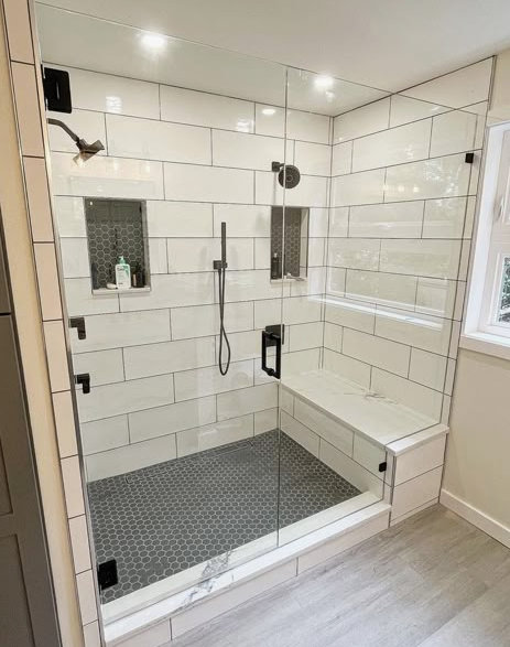 walk-in showers textrued tile